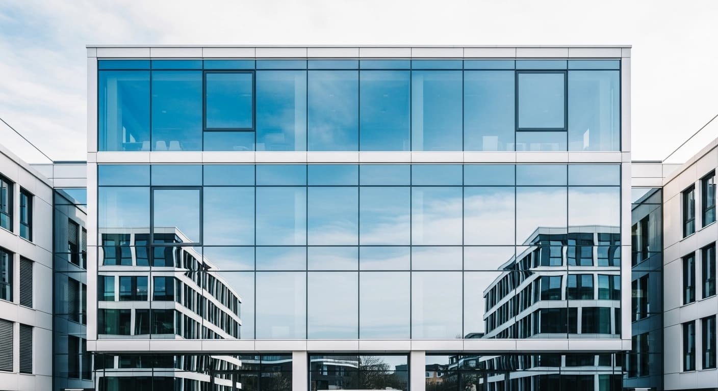 Glasfassade eines Bürogebäudes